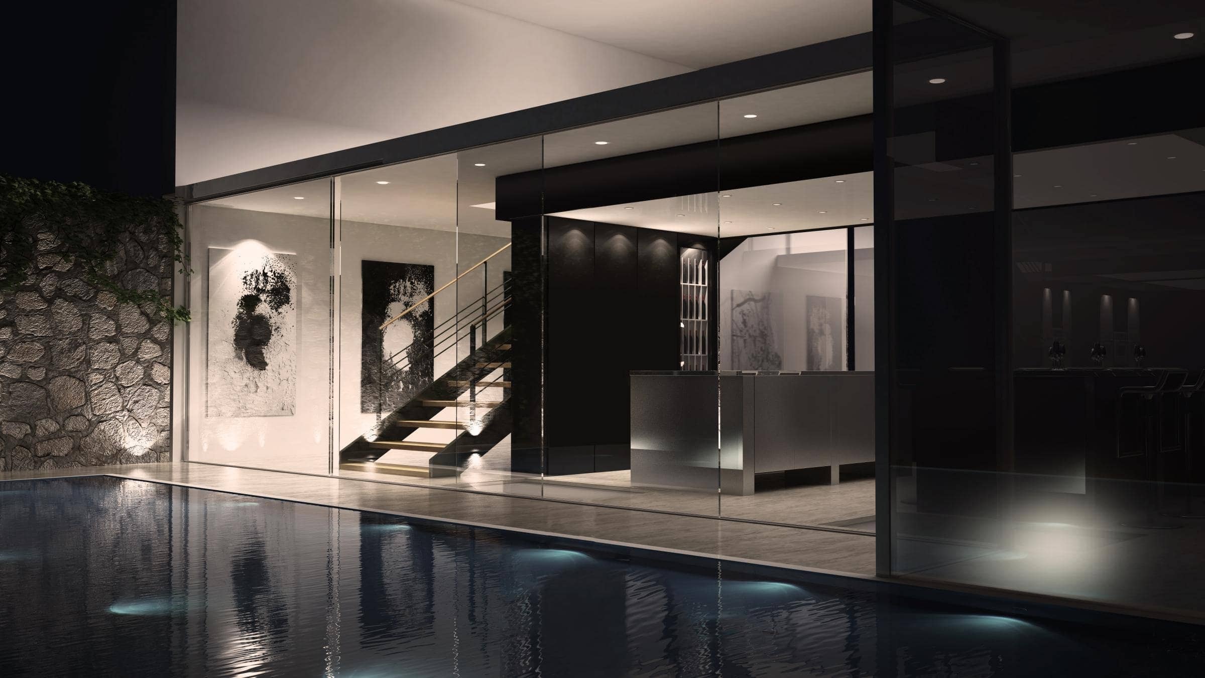 Kunstversicherung von Hiscox: Modernes Haus mit Kunst an den Wänden