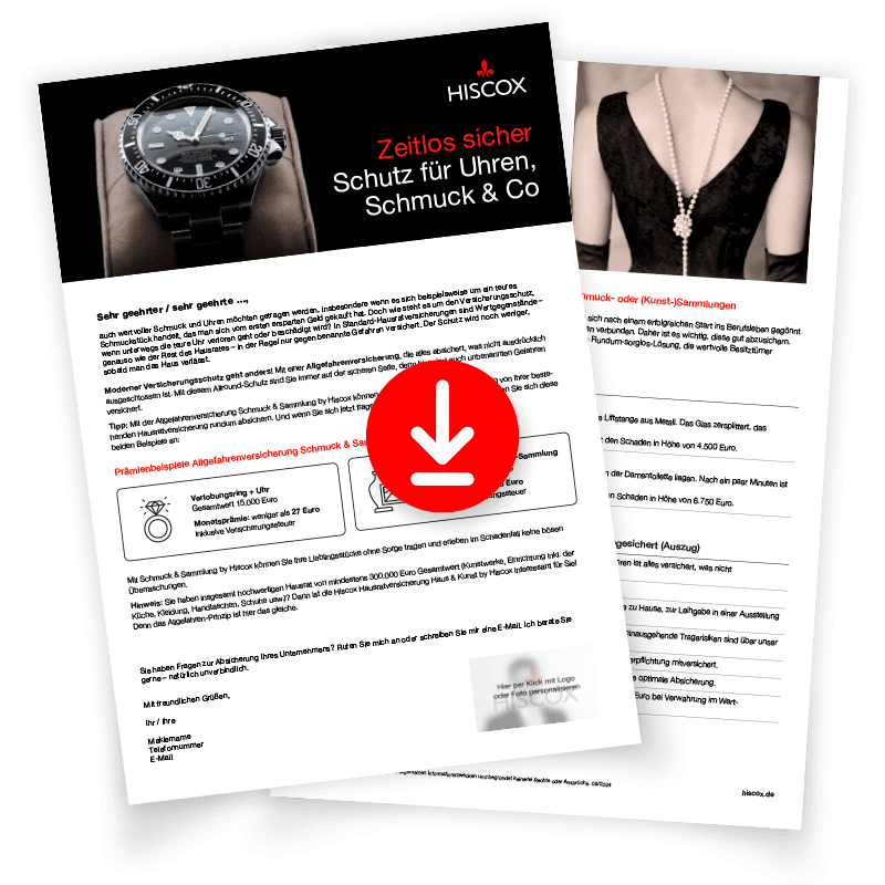 pdf Vorschau auf ein Kundenanschreiben zum Thema "Schmuck und Sammlungen versichern"