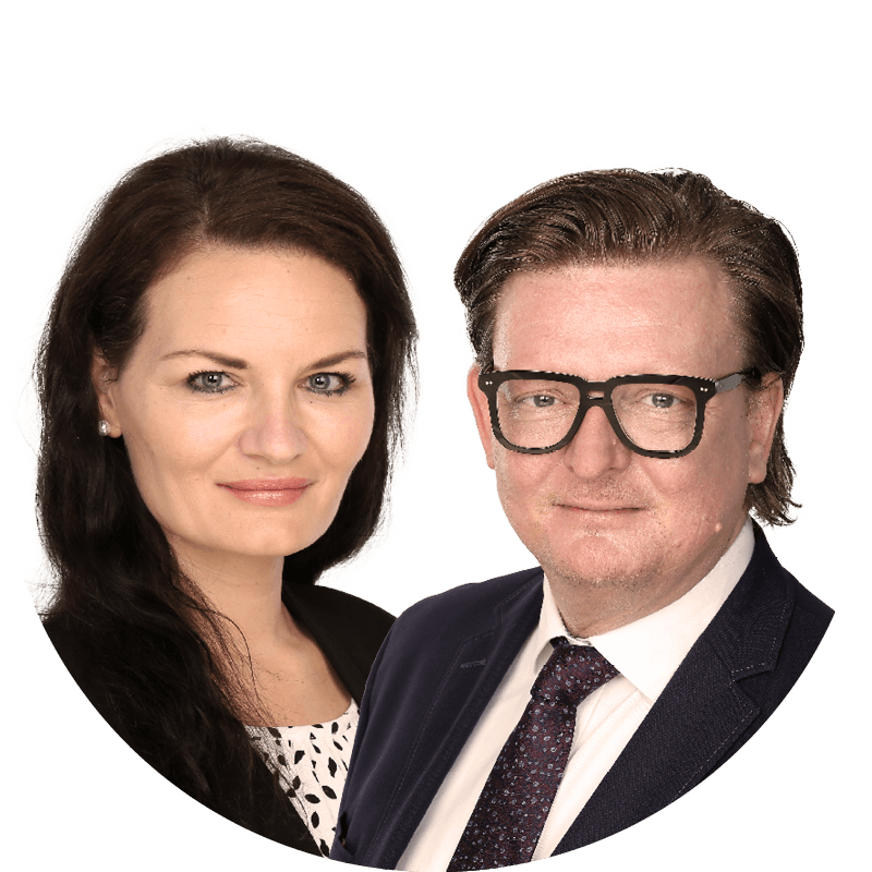 Links im Bild Patricia Baron, Claims Underwriter Commercial Lines und rechts Marc Thamm, Product Head TMT von Hiscox