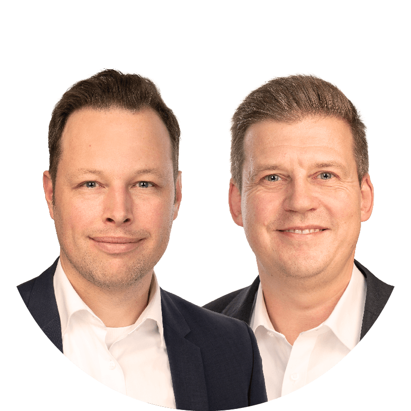 Links im Bild Simon Fölting, Head of Branch Köln und rechts Lars Besse, Sales and Development Underwriter Commercial Lines von Hiscox