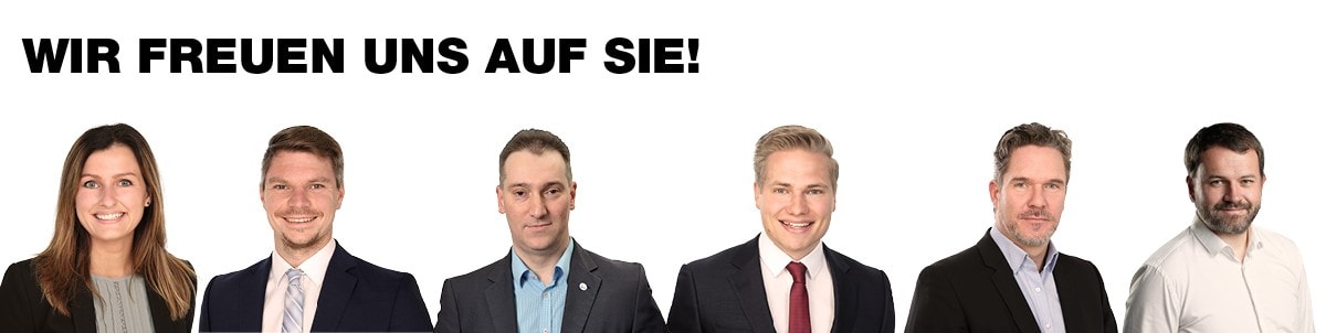 6 Personen sind nebeneinander abgebildet und lächeln