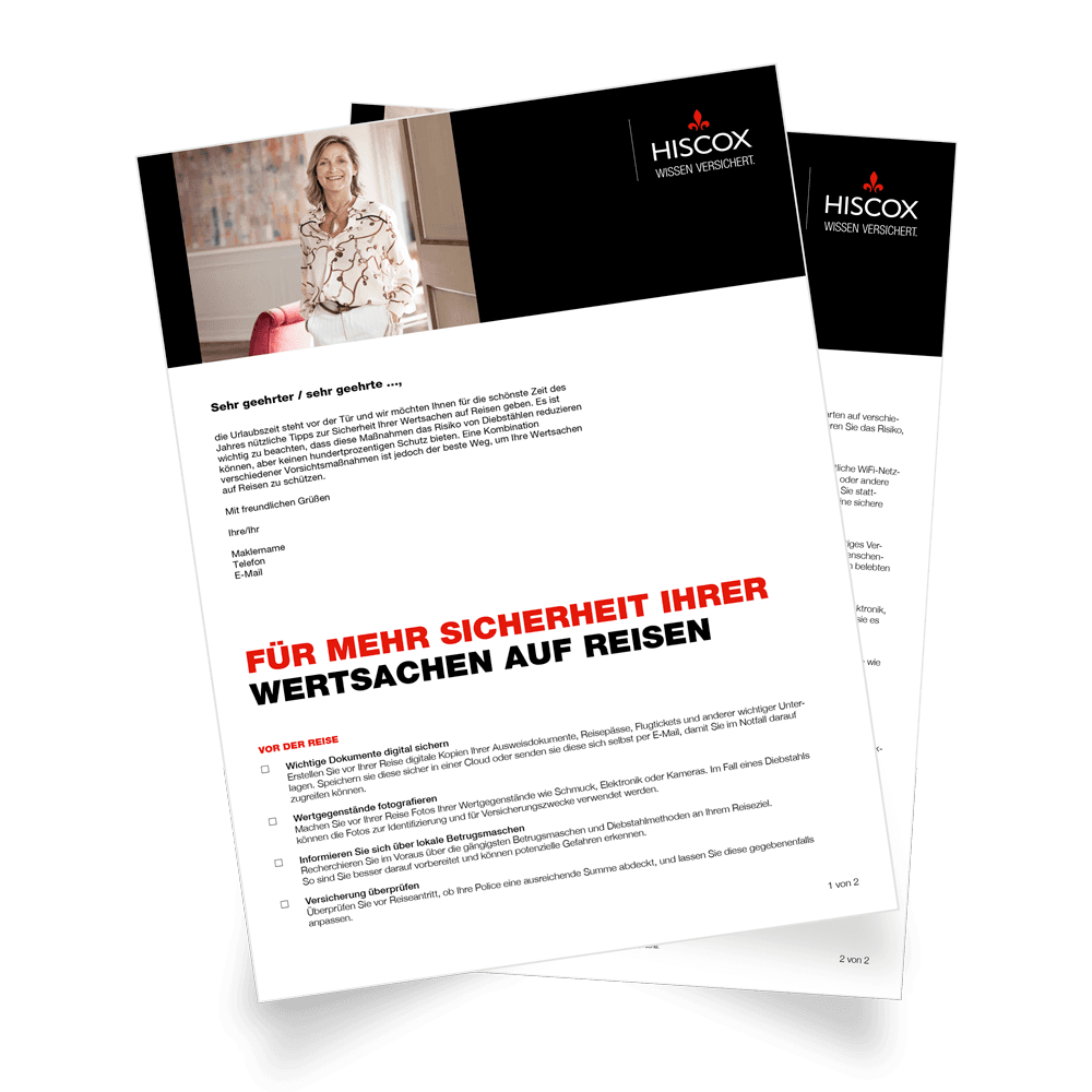 Wertesicherung auf Reisen: Kundenanschreiben für Vermittler